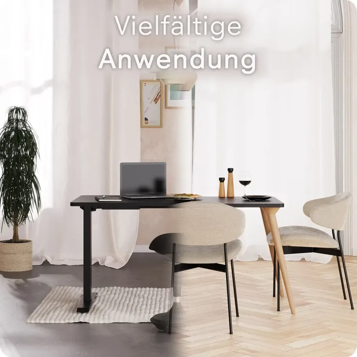 DESKSPACE Tischplatte 2,5 cm Extra-Dick – Schwarze Schreibtischplatte 140×70 cm, Ideal für höhenverstellbare Schreibtische, robust & langlebig – Bild 4