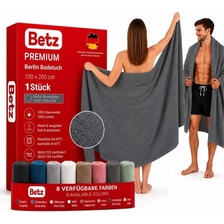 Betz Badetuch groß XXL Berlin Größe 100 x 200 cm Saunatuch, 100% Baumwolle (1 Stück, 1-St), Saunatuch Badetuch Badetücher – Bild 1