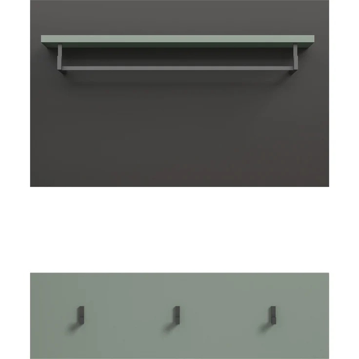 Garderobenpaneel >Canu< in Basalt Grau / Smoke Green - 73x80x27cm (BxHxT) – Bild 2