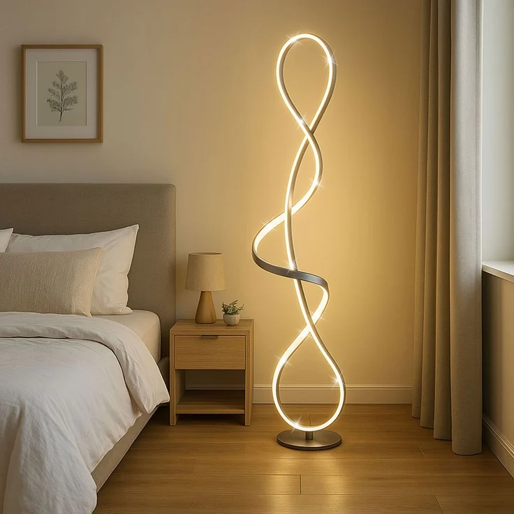 LED Stehleuchte, silber, Kristalle, H 132,5 cm – Bild 5