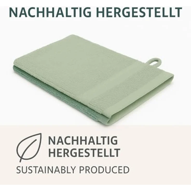 Betz Waschhandschuh 10 Stück Waschhandschuhe Premium 16x21 cm Farbe heugrün - tannengrün, (10-St) – Bild 7