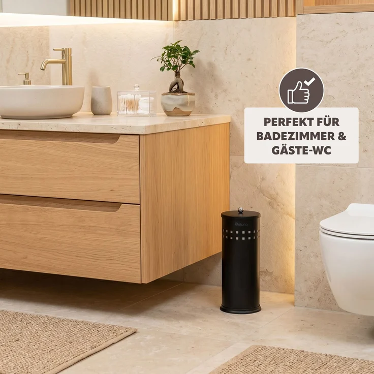 eluno Toilettenpapier Aufbewahrung AGLIANO mit Loch-Dekor, Schwarz, Metall – Bild 3