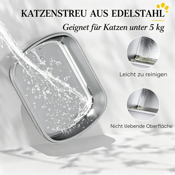 Geschlossene Katzentoilette aus Edelstahl mit Streuzone, 52,4x41,3x39,9 cm, Weiß – Bild 6