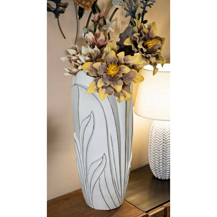 Dmora Vase Brabbia, Dekorationszubehör, Dekoratives Artikel, Einrichtungszubehör, 31x31 h69 cm, Weiß – Bild 2
