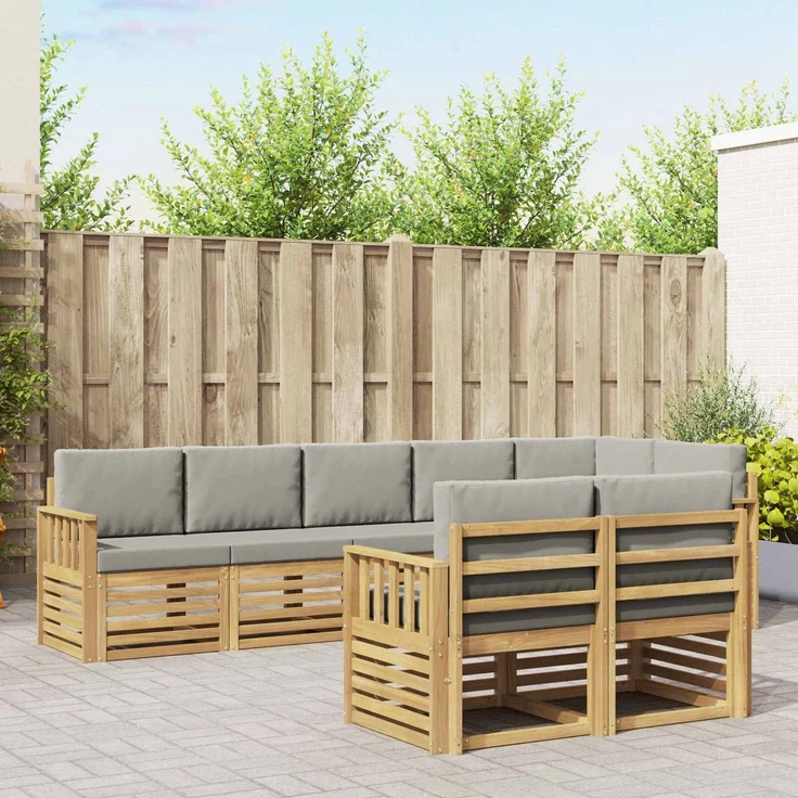 vidaXL Outdoor-Sofagarnitur 8 stk. 8-Sitzer Weiß und Hellgrau 3392026 – Bild 1