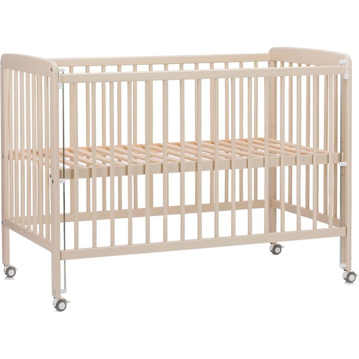 Fillikid Beistellgitterbett Nena, massives Buchenholz mit herablassbarem Seitenteil, 4 feststellbare Rollen, 60 x 120 cm, Champagner