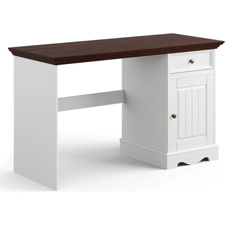 Schreibtisch Belluno Elegante Compuertisch 130x53x77cm Massivholz gebeizt Farbe: weiß