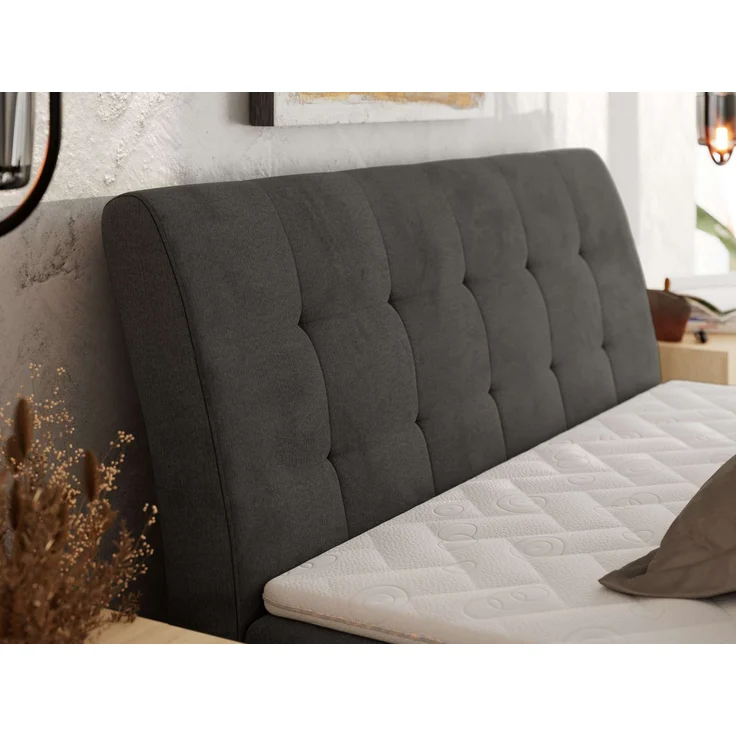 Boxspringbett DAGOS 120 x 200 cm mit Kopfteil, Lattenrost und Stauraum – Doppelbett mit Matratze & Topper T25 , stabile Konstruktion, Bettkasten, modernes Design - Dunkelgrau Velvet - H3 – Bild 3