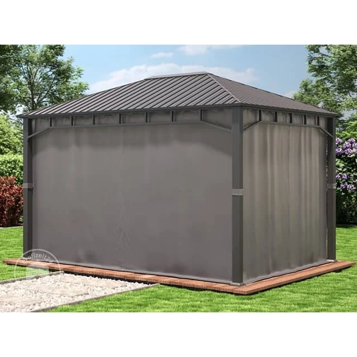 Gartenpavillon 3x4 m Stahldach Hardtop 4 Seitenteile in Grau, Pfosten 9x9 cm – Bild 4