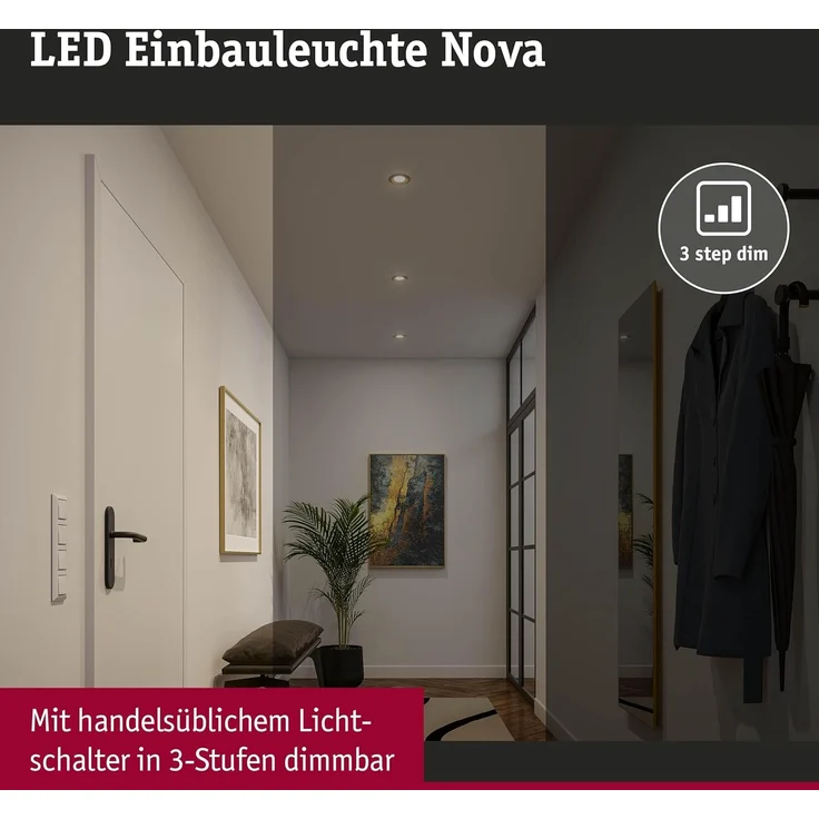 Paulmann 92406 Einbauleuchte LED Nova Coin 3er-Set schwenkbar 84mm gold 3-Step-Dim – Bild 3