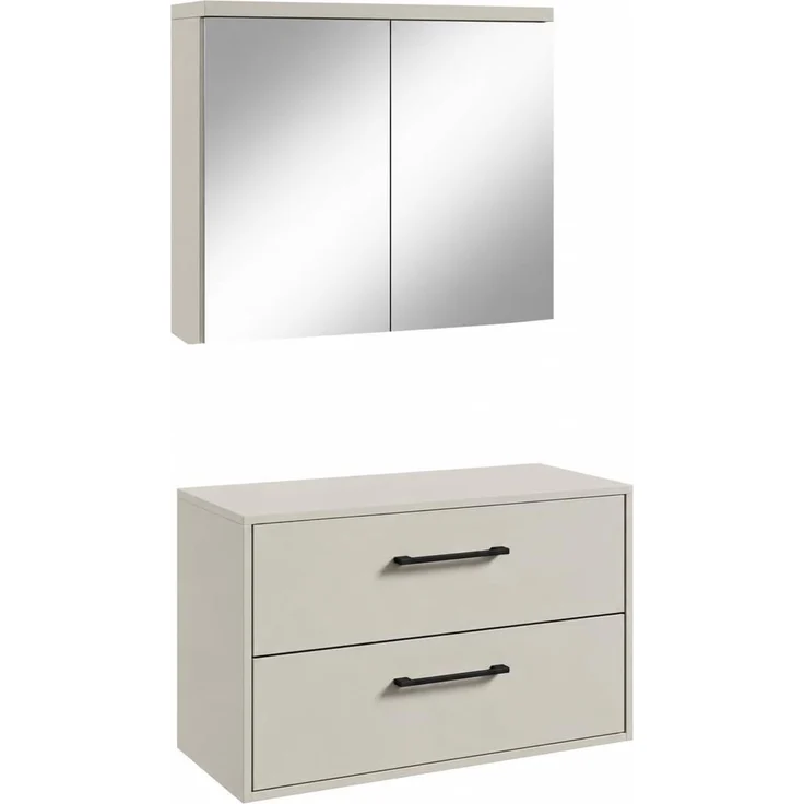 Badplaats Waschtischunterschrank Florence 80 x 46 cm - Cashmere - mit Spiegelschrank – Bild 1