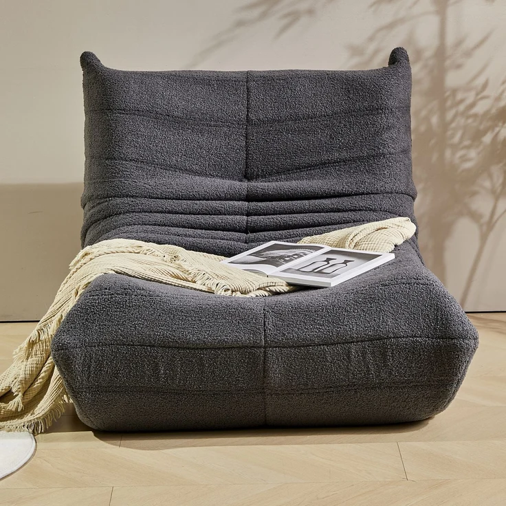 Loungesofa aus Teddy-Vlies mit hochdichter Schaumstoff-Polsterung, ergonomisch, 105x90x72 cm, Grau – Bild 6