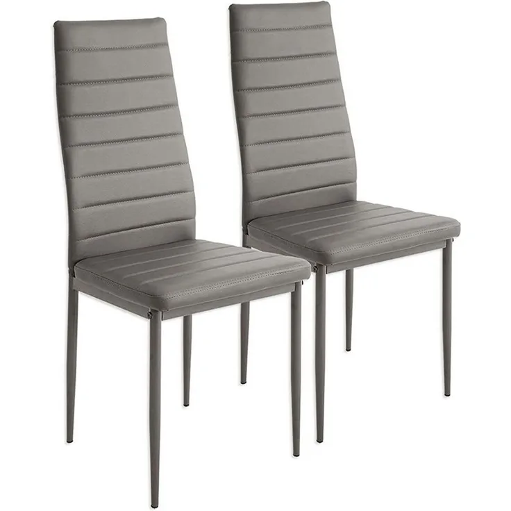 JEOBEST Esszimmerstuhl (2er-Set), Eleganter Stuhl mit hoher Rückenlehne, Kunstleder-Bezug, Polsterstuhl mit Metallbeinen