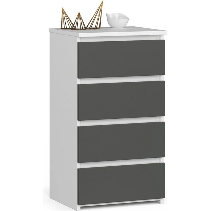 Home Collective Kommode 40 cm breit Holz Highboard Sideboard für Flur Schlafzimmer Wohnzimmer (Mehrzweckschrank Schrank schmal Kommode Schlafzimmer mit Schubladen), Kinderzimmer Organizer, 73 cm hoch mit 4 Schubladen weiß-grau – Bild 4