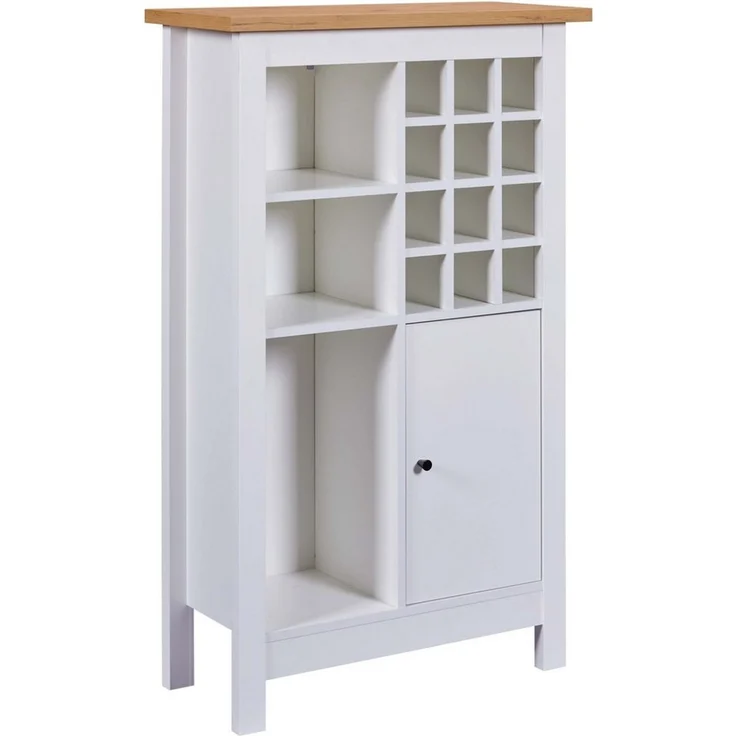 Inter Link- Sideboard für 12 Flaschen mit 3 Regalböden und 1 Tür – Weinschranck - Highboard - Küchenschrank - Buffetschrank – für Weinlagerung - Artisan Eiche Weiß - Julina – Bild 1