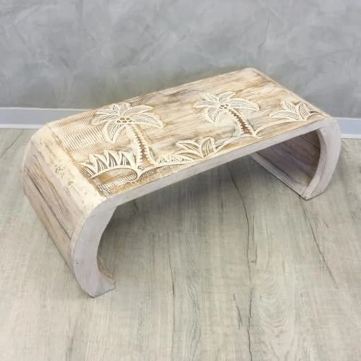 Oriental Galerie Beistelltisch Beitelltisch Brückentisch Palmen Natur Weiß Mittel, Nachttisch, Couchtisch, Laptoptisch – Bild 4