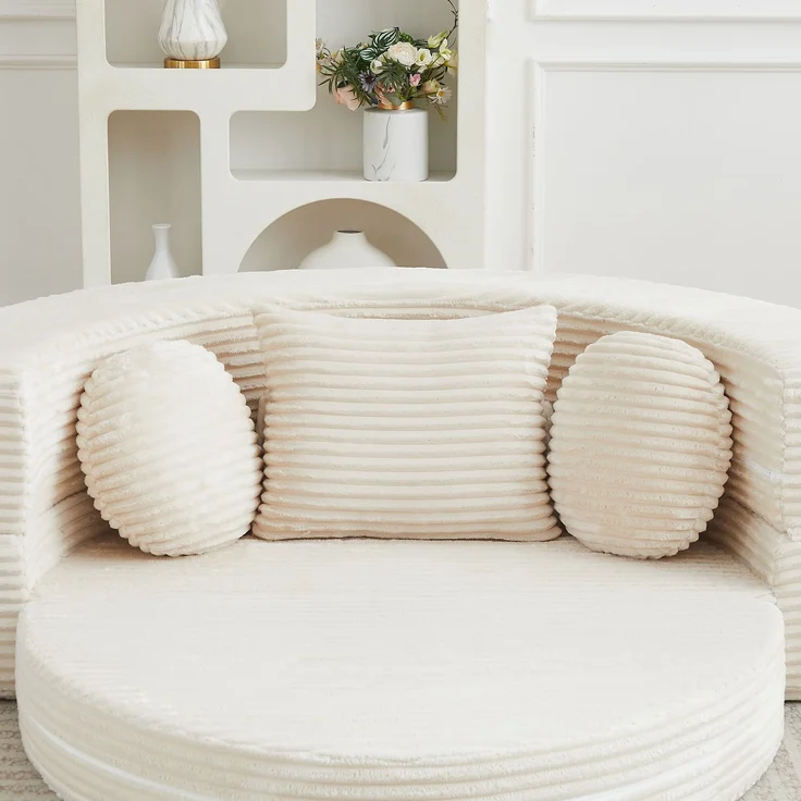 ZUBALIYA SchlafSofa mit USB - Anschluss, mit Schreibtisch, mit Cordbezug, mit Schaumstoffpolsterung, für Wohnzimmer und Apartments – Bild 16