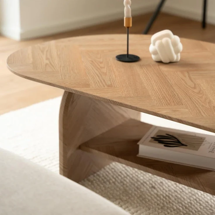 HOME DELUXE Couchtisch Oval LIARA Fishbone Oak LIARA – Bild 4