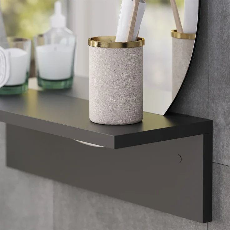 Badezimmerspiegel Elyra Schwarz 40 x 47.5 cm mit Ablage Vicco – Bild 4