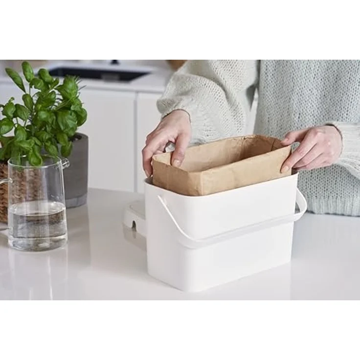 smartstore Bio-Abfallbehälter Collect Biowaste 5 L weiß Bioabfallbehälter Eimer mit Griff und Haltering - 1 Stück (320110) – Bild 5