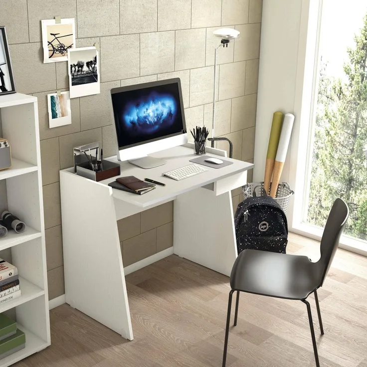 Dmora - Schreibtisch Calendula, moderner Schreibtisch mit Schublade, Arbeits- oder Bürotisch, PC-Buchhalter, 100 % Made in Italy, 90 x 60 x 80 cm, Weiß