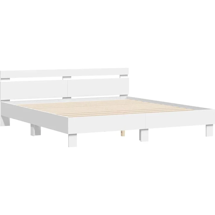 vidaXL Bettrahmen mit LED mit Kopfteil Weiß 193 x 203 cm Holzwerkstoff 3402853 – Bild 2
