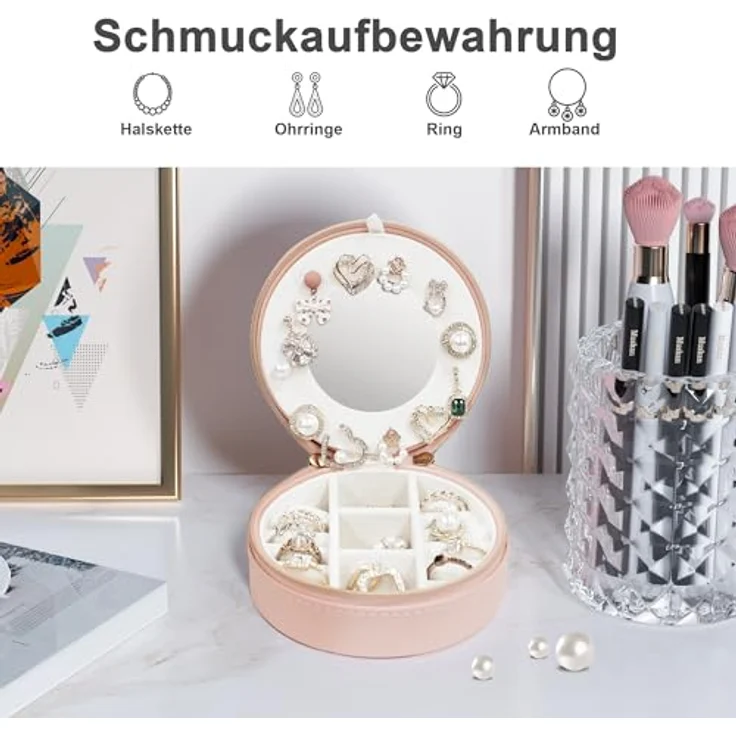 AdelDream Schmuckkasten Mini-Schmuckkästchen, Schmuckorganizer für Ringe Ohrringe Halsketten Armbänder – Bild 5
