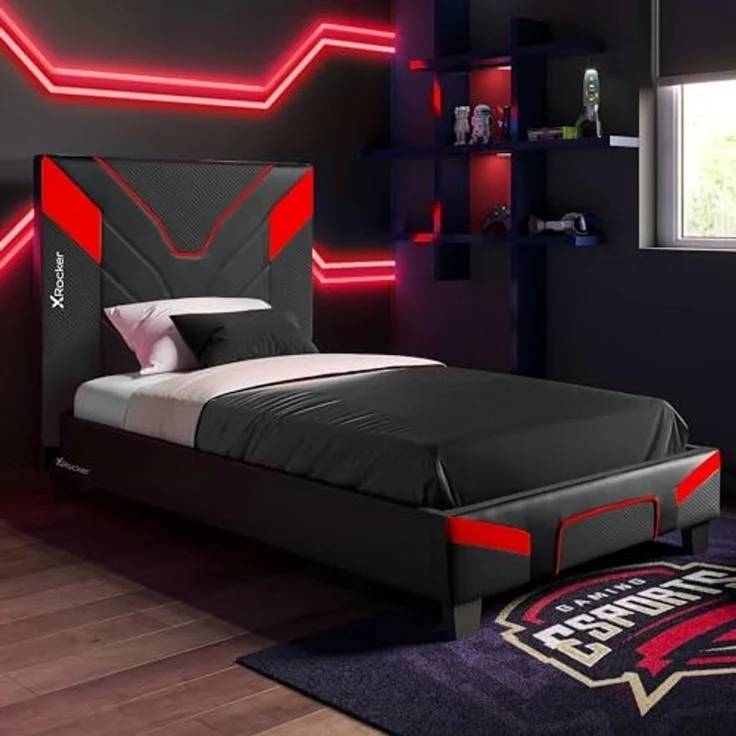 X Rocker Cerberus MKII Gaming-Bett für Kinder & Jugendliche - carbon/rot – Bild 1