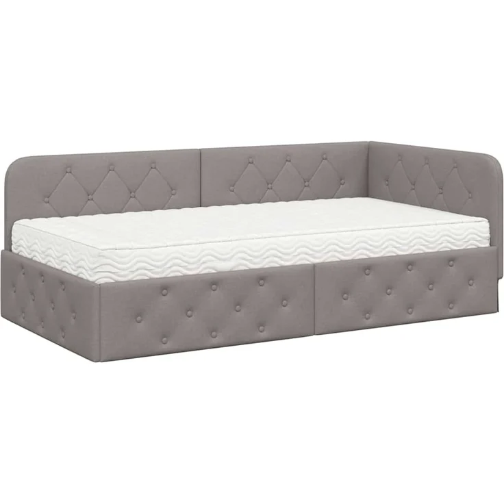 vidaXL Eckbettgestell Taupe 100 x 200 cm Stoff 3394058 – Bild 1