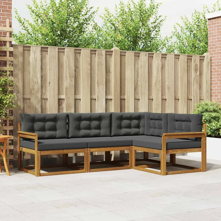 vidaXL Outdoor-Sofagarnitur 4 stk. 4-Sitzer Natur und Anthrazit 3367500