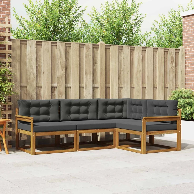 vidaXL Outdoor-Sofagarnitur 4 stk. 4-Sitzer Natur und Anthrazit 3367500 – Bild 1
