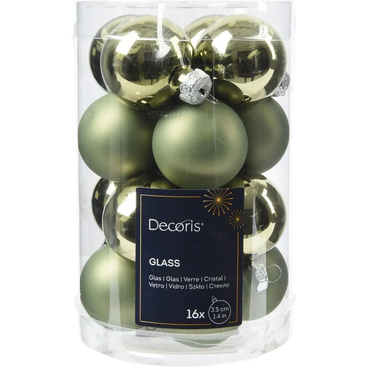 Kaemingk Weihnachtsbaumkugel, Weihnachtskugeln Glas 3,5cm 16 Stück - Rosmarin