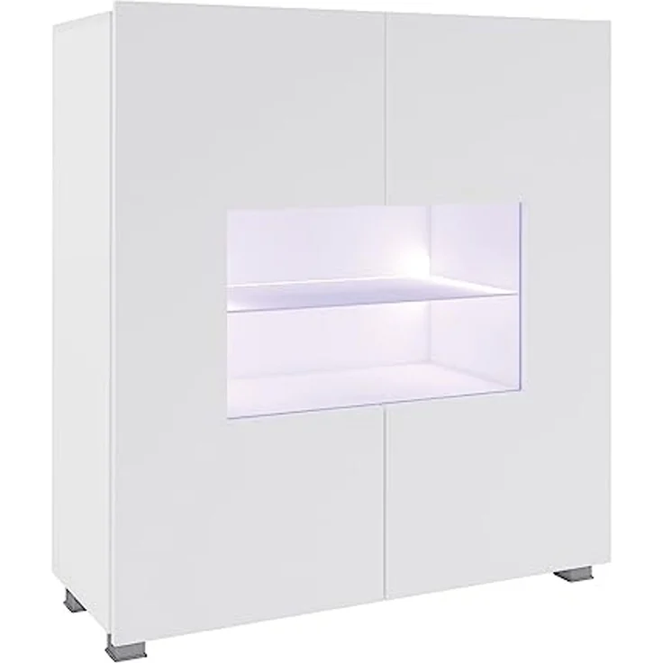 Lomadox Highboard CAIRNS-132, in weiß Hochglanz, Modern, grifflos – Bild 1
