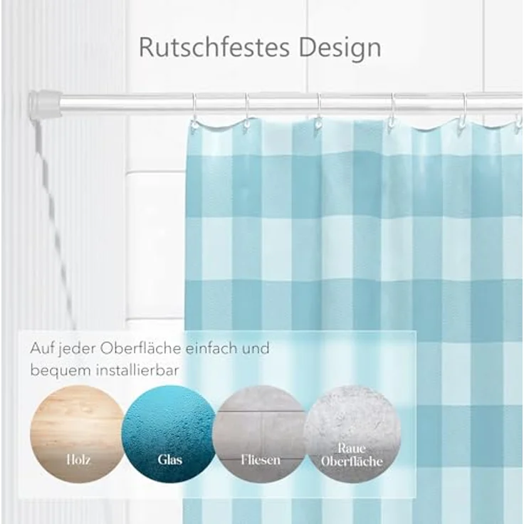 tinycurtains Klemmstange Teleskopstange 55-90 cm Türvorhangstange Duschvorhangstange Badstange, Ø 0.22 mm, 1-läufig, ausziehbar, klemmbar, geklemmt, Metall, Stange für Türvorhang ohne Bohren stufenlos verstellbar rostfrei – Bild 5