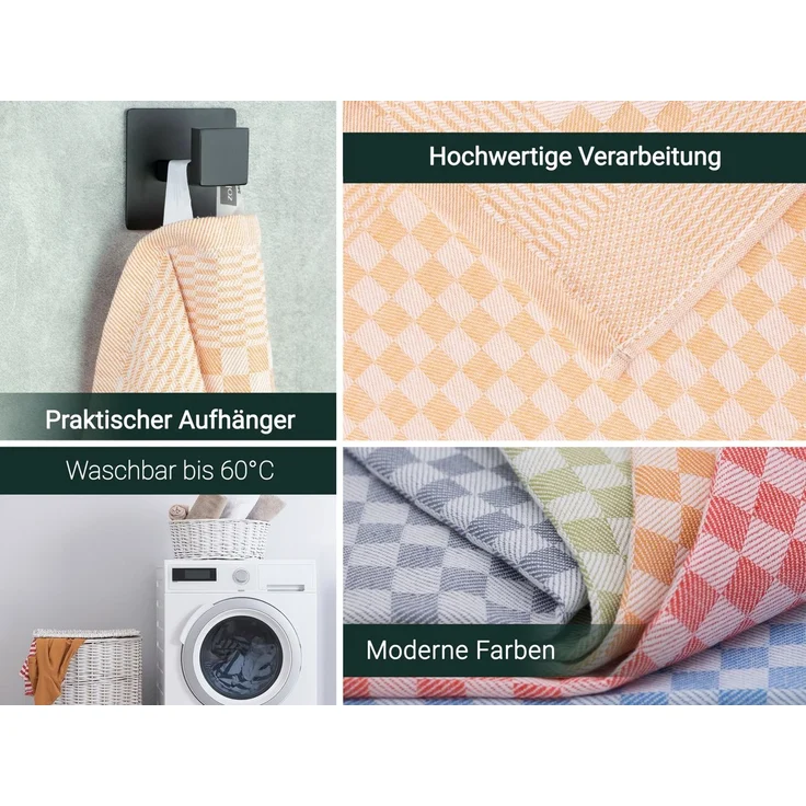 ZOLLNER 5er Set Geschirrtücher Baumwolle in 46x70 cm - super saugstarke und robuste Küchentücher – waschbar bis 60°C – in Gold kariert - Gastronomiequalität - Oeko Tex® Zertifiziert – Bild 3