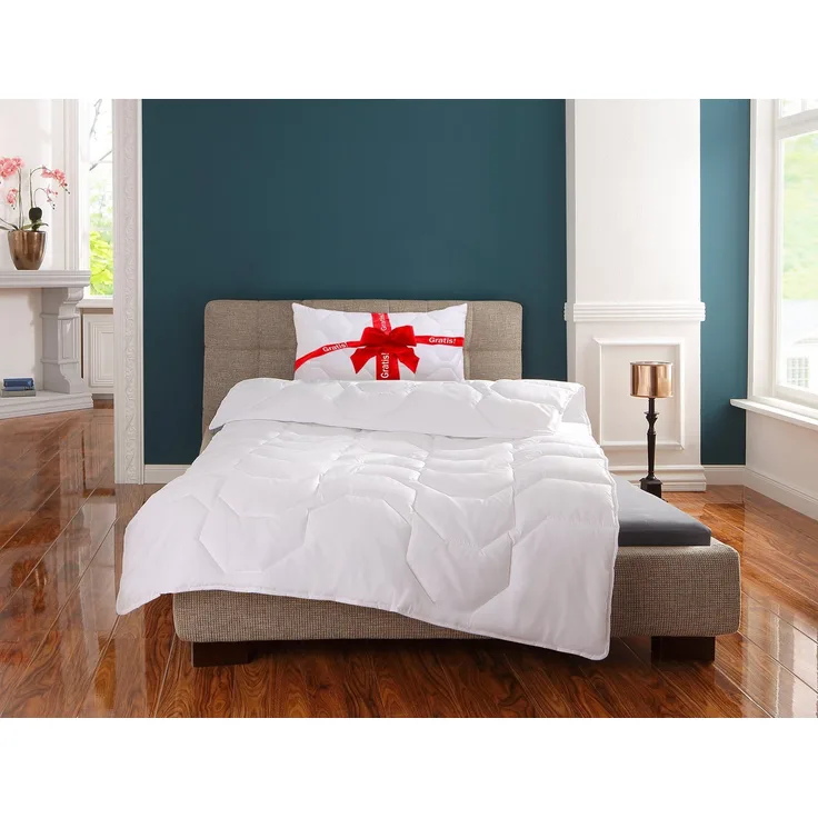 my home Microfaserbettdecke Corella, Bettdecke 135x200 cm, mit Gratis-Kissen dazu: 40x80 cm, Füllung: 100% Polyester, Bezug: 100% Polyester, Bettdecken, Sommer, Winter, 4 Jahreszeiten, Decke mit Gratiskissen