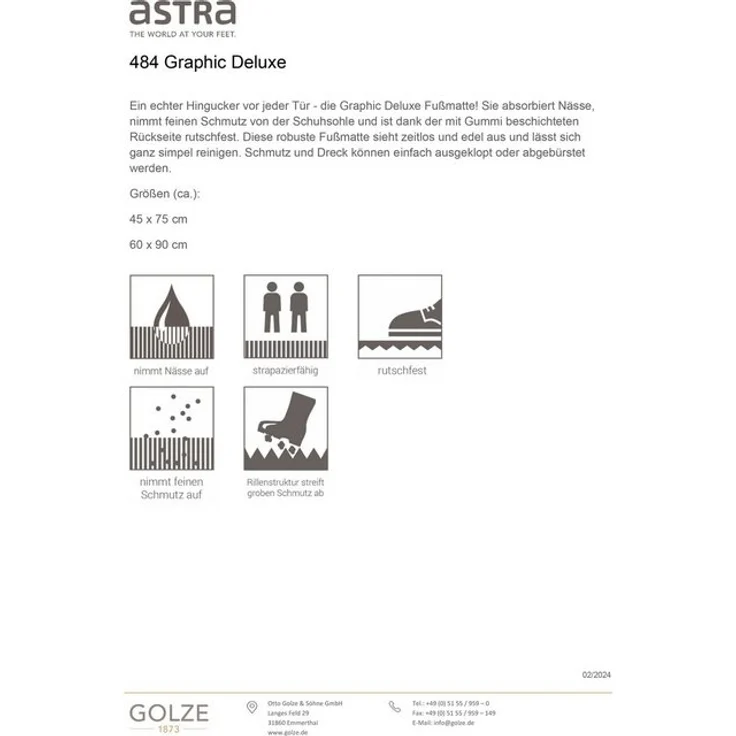 Astra Outdoor Türvorleger Graphic Deluxe 45x75 cm sand – Bild 2