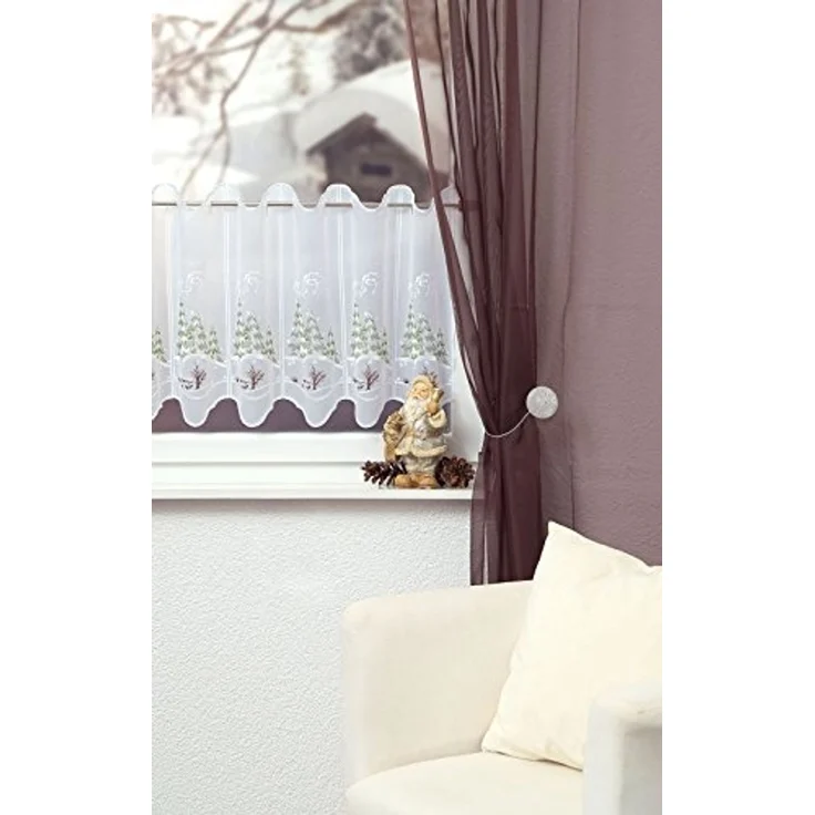 Scheibengardine Plauener Spitze - Winterwald (Bx H) 65.60cm * 40cm Grün/tannengrün – Bild 5