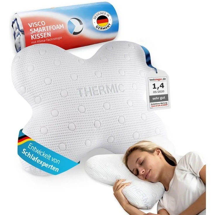 Seitenschläferkissen ACAMAR ergonomisches Schmetterlingskissen aus Visco Schaum mit Thermo-Bezug – Bild 4