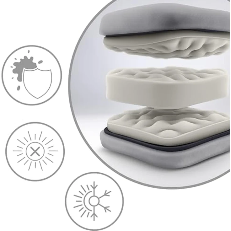 Sofotel Sonnenliege Klappbare Gartenliege Bis 120 kg Liegestuhl mit Kissen und Kopfstütze Grau Beige ChillWell Luxury – Bild 9
