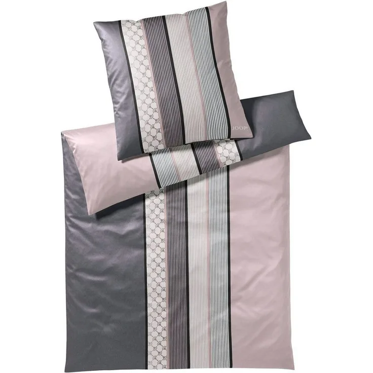 JOOP 'Cornflower Stripe' Bettwäsche, Baumwolle, Rose, 135x200 cm + 80x80 cm