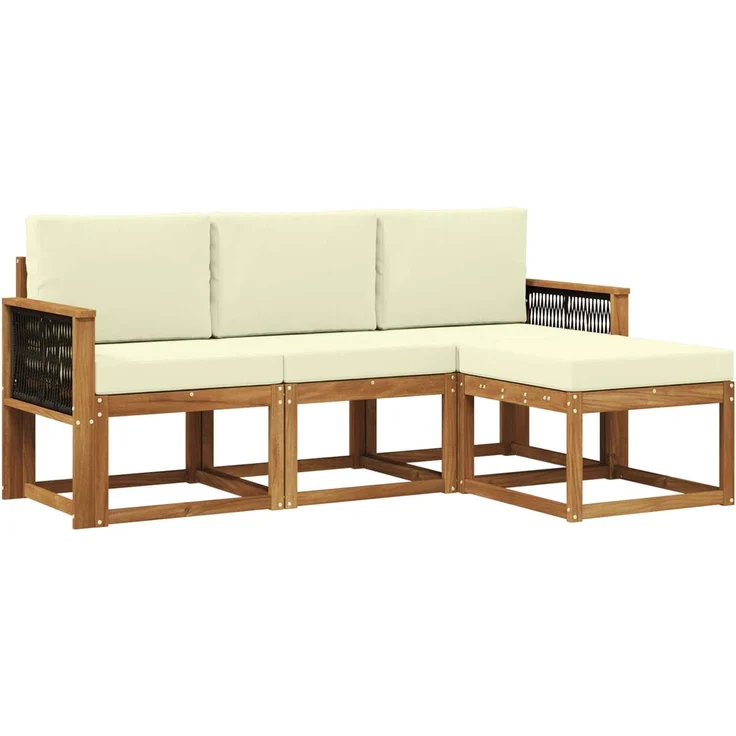 vidaXL Outdoor-Sofagarnitur 4 stk. 3-Sitzer Natur und Creme 3385111 – Bild 2