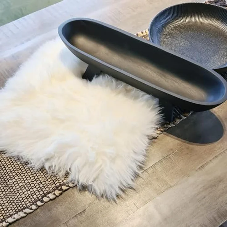 Macosa Home Fellteppich Dekofell eckig Stuhlkissen 35 cm echtes Lammfell Dekofell Sitzplaid, quadratisch, Echtes Lammfell Sitzkissen Dekofell – Bild 4