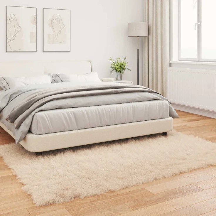 vidaXL Kunstschaffell Teppich Tafalla Beige 140 x 200 cm Polyester 42021483 – Bild 3