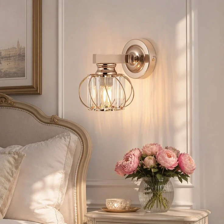 BlingBin Wandleuchte Goldene Kristall Innen,E27 Wohnzimmer Wandlampe Moderne, Gold Metall, ohne Leuchtmittel, Kristallwandleuchte für Wohnzimmer Korridor Esszimmer – Bild 1