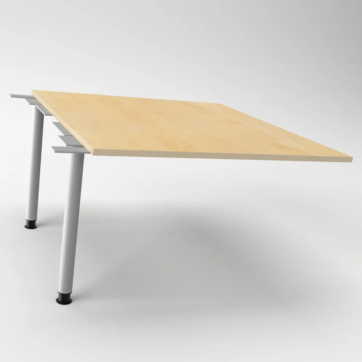 Rheinland Möbel Verkettungsplatte KONTI 120x130 cm – Erweiterungselement in Buche mit silbernen Rundrohrfüßen, Anbautisch für KONTI Konferenztische 280/400/520 cm
