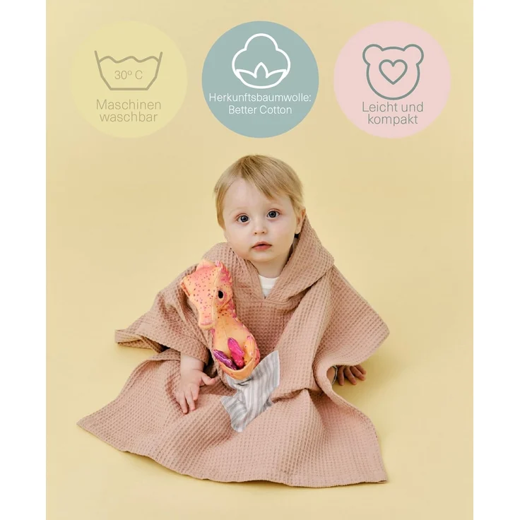 molis&co. Badeponcho für Kinder. Kapuzen-Strandtuch. Leichter und kompakter Bademantel für Kinder. (Altrosa, 7-8 Jahre) – Bild 3
