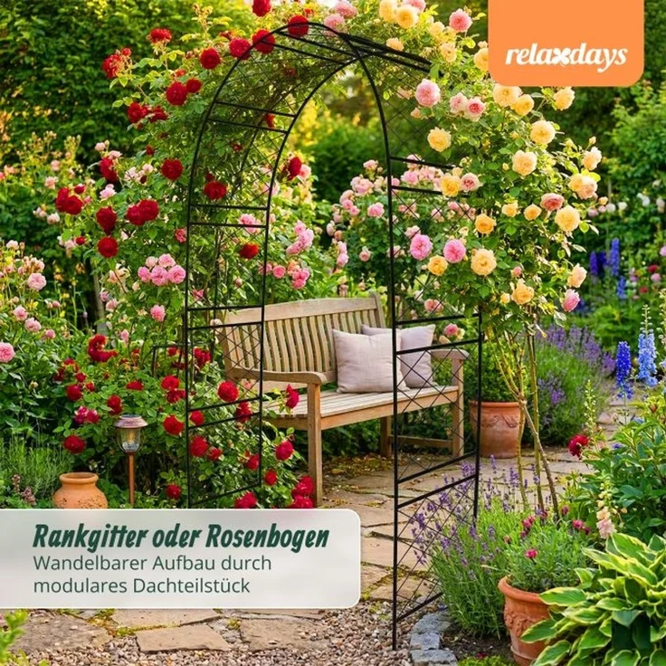 Relaxdays Schwarzer Rosenbogen aus Metall – Bild 3