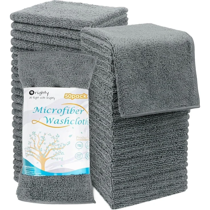 Orighty Mikrofaser Waschlappen Handtuch Set 50er-Pack Grau 30,5 x 30,5 cm – Bild 1
