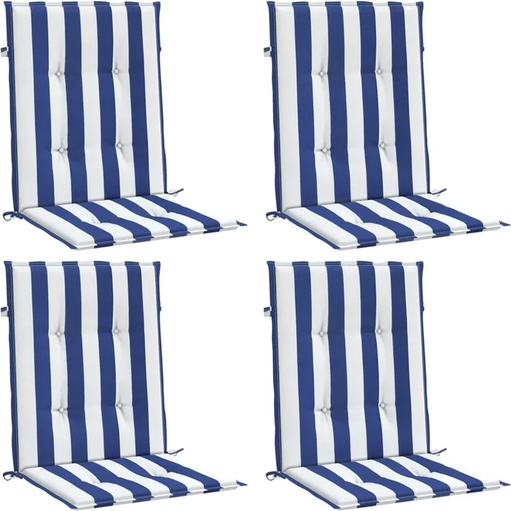 vidaXL Niedriglehner-Auflagen 4 Stk. Blau & Weiß Gestreift Stoff 361320 – Bild 3